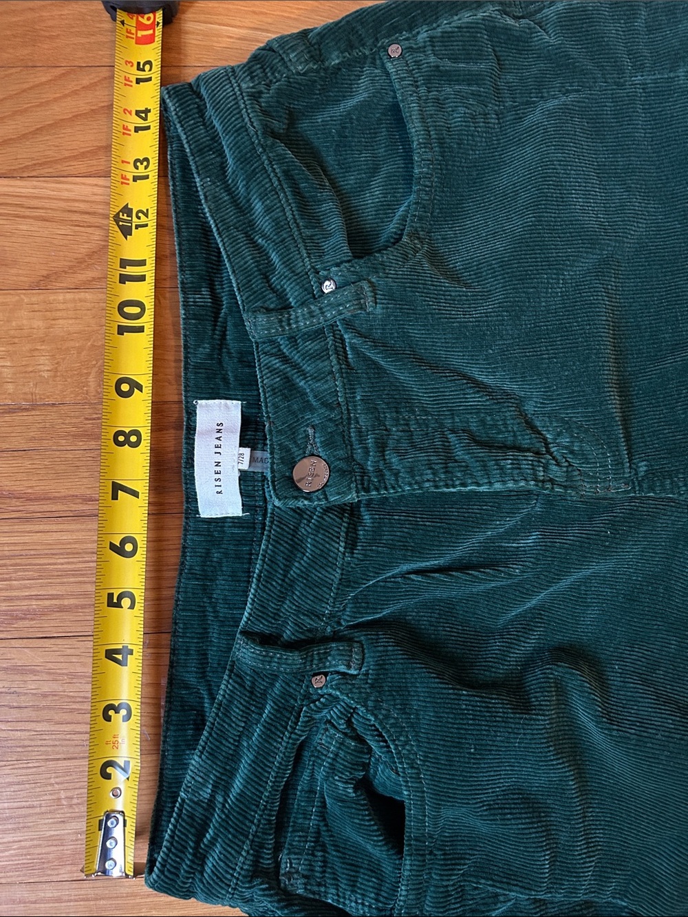 Risen Jeans Green Corduroy Barrel Leg Jeans - Picture 6 of 6